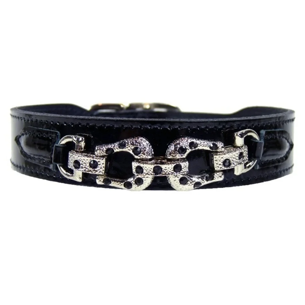 $135 HARTMAN & ROSE After Eight Dog Collar Black , Size XL